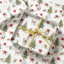 10/30/60 Sheets, Snowy Town Pattern Tissue Paper, With 8 Adhesive Stickers For Easy Sealing, 20*14 Inch Gift Wrapping Paper, Suitable For Christmas Decoration, Gift Bags, Birthday, Wedding Party Decoration, Box And Basket Fillers, Party Gifts - Cedar Fawn - View 6