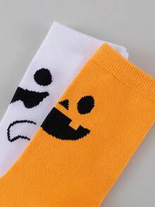 1/2/4 Pasang Kaos Kaki Unisex Motif Halloween Nyaman dan Bernapas Setinggi Betis - MultiWarna - View 3