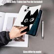 胖貓圖案 Y 型折疊高透明壓克力平板保護殼，附筆槽，適用 iPad Mini 4/5 (7.9 吋)、Mini 6/7 (8.3 吋)、Air 1/2/3、iPad 5/6/8 (9.7 吋)、iPad 2019-2021、Pro 10.5、Air 3 通用、iPad 10/11、Air 4/5 (10.9 吋)、Air 6/7 與 Pro 11 吋全系列、Pro 12.9、Air 13 吋、2024 Pro 11/13 吋、5/6 Pro、7 Pro、SE/Pro、MatePad 全尺寸、Honor V9/X9/GT Pro 全系列、S6 Lite/S7/S8/S9/S10/A8/A9 - 彩色 - 查看 3