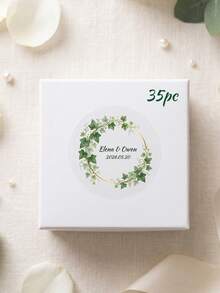 35pcs Customized Floral Transparent Wedding Stickers On A White Background Circular Sticker, Elegant Plant And Floral Bridal Design, Personalized Label Celebration Blessing Stickers - Multicolor - View 14