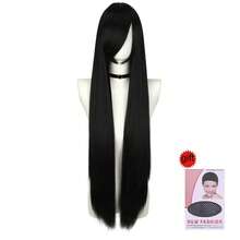 Anime Cosplay Universal Wig, Synthetic Fiber Heat-Resistant High-Temperature Fiber, 100cm/40in Full Head Wig, Multiple Character Styles, Colorful Long Straight Hair Cap, Suitable For Christmas, Halloween, Holiday Parties, Anime Character Costume Wear - Black - View 14