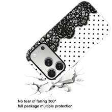 Koolife Lace Printed Phone Case, Smooth Hard Shell Design, Made Of TPU And Printing Material, Scratch-Resistant Durable Shockproof, Compatible With IPhone 11, 12, 13, 14, 15, 16, 17, 18 Series (Including Pro And Pro Max Versions), Great Gift Choice - Black and White - View 4