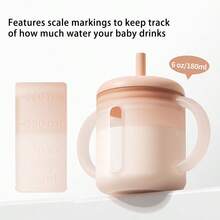 Newborn Baby Full Silicone Learning Cup, Dual Handle Large Mouth Direct Drink & Straw Dual-Use Cup, Baby Drinking Water & Milk Shatter-Resistant Straw Cup - Multicolor - View 8