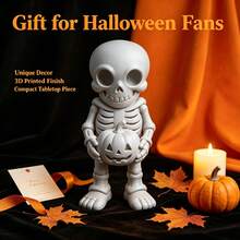 Skull Pumpkin Figurine, Horror Style Halloween Desktop Decoration Statue, Suitable For Desk, Shelf, Fireplace Mantel, Office And Home Decor, Small Display Sculpture, Eerie Cute Halloween Party Ornament, Autumn Season Gift - Skull Pumpkin - View 5