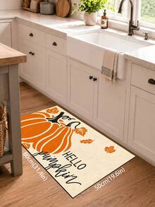 1pc Pumpkin Pattern Kitchen Mat, Fun Holiday Style, Suitable For Autumn Party, Bathroom, Room, Kitchen, Sink Area And Home Holiday Decor, Foot Mat, Pet Mat - Multicolor - View 13