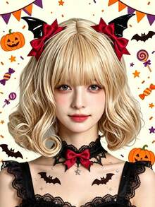 2pcs Dark Cute Devil Hair Clips Side Clips Halloween Hair Clips Black Bat Wings Suitable For Halloween Costume Daily Party - Multicolor - View 7