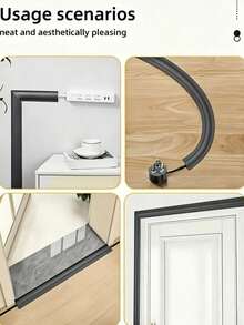 2pcs Flexible Cable Organizer, 39.37 Inch Matte White Cable Sleeve, Drill-Free Self-Adhesive Corner Cable Management Channel, Anti-Trip Cable Hider, Suitable For Rental Housing - Multiple Styles - View 5