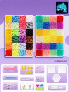Glow-In-The-Dark Water Bead Craft Kit – Multi-Color DIY Fusion Set With Tools & Templates For 3D Art Projects - Multi-color - View 7