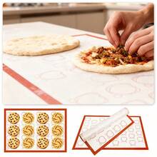 Heart Pattern Silicone Baking Mat, Non-Stick Oven Silicone Pastry Mat, Reusable High Temperature Resistant Macaron Baking Tray Mat, Non-Slip Baking Countertop Mat, Suitable For Cookies, Brownies, Pizza, Roasted Potatoes, French Fries And Various Pastry Making - View 3