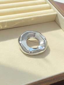 1 buah Bros Logam Minimalis Baru, Bros Lingkaran Asimetris Desain Niche Mewah Ringan - MultiWarna - View 2