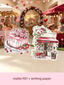 DanSoul 20 Sheets Large Size Romantic Valentine's Day Theme Adult Planner Stickers, Pre-Cut 3 Materials Waterproof Matte PET And Paper Sticker Set, Aesthetic Scrapbook DIY Handmade Art Project Material - Journaling Stickers - View 6