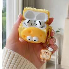 1pc Toast Bread Shaped Earphone Protective Case With Bread Charm, Compatible With Apple 1/2/Pro/Pro2 Wireless Earphones, Cute Style Earphone Box Decoration Earphone Accessory - Multicolor - View 2