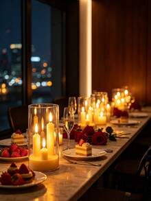 1PC 3pcs Flickering Short Taper Candles, 1pc Transparent Plastic LED Candle, Flameless Warm Light, Battery Operated (Batteries Not Included), Perfect For Weddings And Parties - Batteries Not Included - Multicolor - View 1