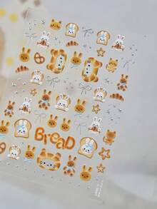 1 Metal Nail Art Luxury Sticker, Popular On Little Red Book, Cute Ribbon Nail Charm Sticker, Bunny Bread Sticker, Decorative Nail Art Sticker - Multicolor - View 3