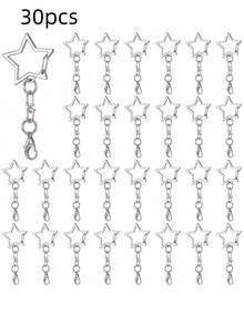 10/30pcs Star Shaped Spring Snap Keychain, Metal Swivel Star Lobster Claw Clasp With Chain Hanging Buckle And Open Jump Ring For DIY Crafts - Multicolor - View 11