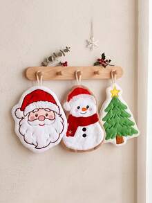 1pc Christmas Themed Hanging Hand Towel, Featuring Santa Claus, Snowman, Reindeer And Christmas Tree House Design, Suitable For Home, Kitchen, Bathroom, Hotel, B&B, Restaurant, Cafe And Christmas Party Occasions - One Size Fits All - View 2