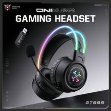 ONIKUMA Headset Gaming BZUMK RGB Lighting, Headphone Gaming Nirkabel Latensi Rendah dengan Mikrofon Jernih yang Dapat Diatur, Bantalan Telinga yang Bernapas, Kompatibel dengan Berbagai Perangkat, Penting untuk Bermain Game dan Hiburan - View 9