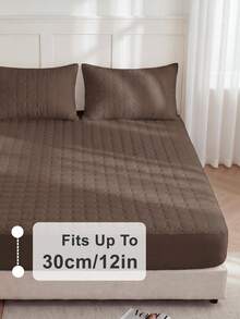 1pc Waterproof Fitted Sheet, Comfortable Mattress Protector, Deep Coffee Brown Mattress Cover, Room Decor, Skin-Friendly & Breathable, Suitable For Single/Double/Queen/King Size Beds, All Season, Machine Washable, Dorm Bedding, Back To School - Coffee Brown - View 5