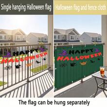Halloween DIY Yard Decor, Balcony Privacy Screen, Balcony Railing Privacy Screen + Detachable Halloween Bunting, Reusable Porch, Fence Cover Decoration With Rope Ties - Dark Green - Multicolor - View 5