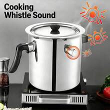 1.5L Stainless Steel Milk Pot With Whistle, Whistling Alert Design Upon Boiling, Heat‑Resistant Comfortable Handle, Flat Bottom Compatible With Gas Stoves And Induction Cooktops, Suitable For Heating Milk, Coffee, Soup And Other Ingredients - View 3
