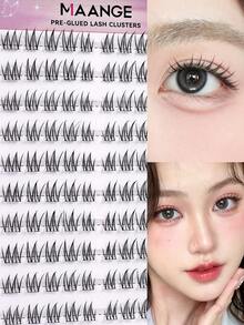 MAANGE 100 Clusters Self-Adhesive Idol Style False Eyelashes, Easy To Apply With Press-On Design, Breathable, Black U-Shaped Lashes, Korean Idol Style, Short Natural False Eyelashes, 11mm Thin And Long Lashes, Transparent Root, Lively Energy Style Eyelash Extensions, Eyelashes, Lash Clusters, Gift For Women - D - View 11