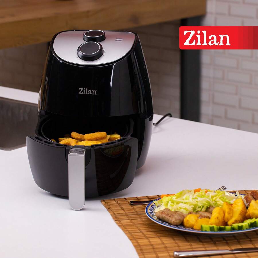 قلاية هوائية، ZILAN ZLN3598، أسود، 1350 واط، سعة 2.6 لتر، مؤقت 30 دقيقة - قابس اتحاد أوروبي نوع F (220 إلى 240 فولت) - مشاهدة 1