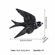 1件/2件樹脂材質黑色燕子壁掛，飛翔燕子居家牆面裝飾，鳥類浮雕牆飾，侘寂風飛燕牆飾，牆面場景掛飾，復古吊飾，適用於居家、餐廳、派對、婚禮等場合的家居裝飾，入厝禮物 - 黑色 - 查看 8
