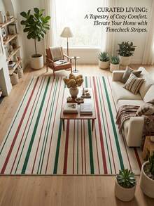 1pc Nordic Modern Luxury Minimalist Geometric Abstract Striped Area Rug, Bathroom, Kitchen, Entryway, Hallway, Bedside, Living Room, Bedroom, All-Season Machine Washable Soft Faux Cashmere Mat, Aesthetic Home Decor - Multicolor - View 4