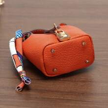 Syal Kulit PU Bertekstur Leci Aneka Warna dan Gaya, Penutup Kunci, Tas Mini Mewah untuk Wanita, Aksesori Kunci, Tas Kecil, Dompet Koin - MultiWarna - View 5
