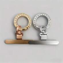 1pc/3pcs 2-In-1 360° Rotating Stainless Steel Ultra-Thin Phone Lanyard Clip Connector + Metal Rhinestone Round Spring Ring, Anti-Drop Finger Strap Phone Charm Decor, DIY Creative Personalized Fashion Phone Lanyard Connector, Phone Case Back Adhesive Pad Fixed Bracket Universal Phone Accessory - Multicolor - View 6
