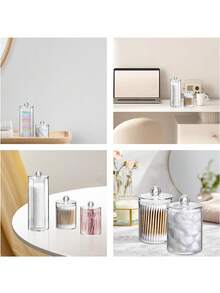 1/2/3 PiecesCotton Pad & Swab Storage Set | Bathroom Storage: Containers For Cotton Balls, Makeup Remover Pads, And Cotton Swabs - Multicolor - View 7