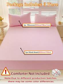 Camel Brushed Soft & Comfortable 3 PiecesBed Sheet Set - Baby Pink - View 8