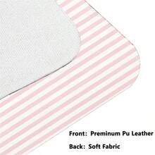 1pc INS Style Pink & White Striped Leather Mouse Pad, Cute Desktop Decor Mat, Thick Non-Slip Office & Gaming Keyboard Pad - View 9