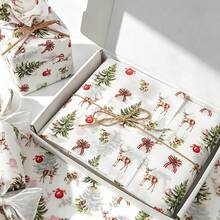 10/30/60 Sheets, Snowy Town Pattern Tissue Paper, With 8 Adhesive Stickers For Easy Sealing, 20*14 Inch Gift Wrapping Paper, Suitable For Christmas Decoration, Gift Bags, Birthday, Wedding Party Decoration, Box And Basket Fillers, Party Gifts - Cedar Fawn - View 2