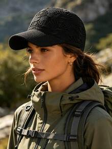 1pc Knitted Hollow Out Men's Baseball Cap, Windproof, Sun Protection, UV Protection, 3D Texture, Foldable, Fashionable & Versatile, Elegant Style, Soft & Comfortable, Breathable, Multi-Functional, Brightening Skin Tone, Face-Slimming, Suitable For Beach, Outing, Hiking, Cycling - Multicolor - View 2