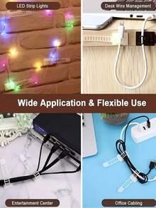 10pcs Self-Adhesive Cable Tie Organizer Set - Adjustable Nylon Cable Clips With Strong Adhesive Backing, Suitable For Desk/Home/Office Cable Management - Multicolor - View 9