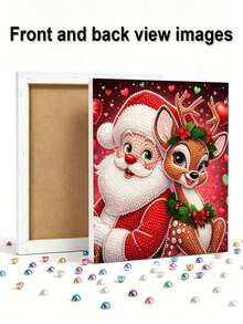 Framed DIY Pearl Painting Set, Handmade Self-Adhesive Pearls, Santa Claus Creative Pattern, Handmade Holiday Gifts, Home Wall Decoration Painting, Pearl Painting With Frame - With Frame - View 1