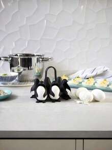 Penguin Shaped Silicone Egg Holder, 6-Piece Multi-Function Egg Cooker, Can Cook Soft-Boiled Or Hard-Boiled Eggs, Suitable For Cooking And Refrigerator Storage - Multicolor - View 6