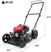 18-Inch Gas Lawn Mower, 144cc 4-Cycle Engine, Walk-Behind Push Lawn Mower, Side Discharge, 5-Position Height Adjustment, Ideal For Small Yards - A - View 2