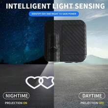Luz de bienvenida para puerta de coche, proyector de patrón de corazón LED, lámpara de charco con sensor de luz inteligente encendido/apagado automático, accesorio de decoración interior de coche inalámbrico sin taladro - Corazón entrelazado - Ver 3