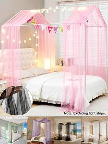 1pc Bed Curtain Mosquito Net, Bed Canopy 75*600cm, 75*300cm, Sheer Transparent Curtain Drape, Veil, For Wedding/Party/Tablecloth/Birthday/Home Decor/Mosquito Net (Light Strip And Accessories Not Included) - Multicolor - View 11