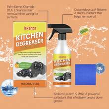 jakehoe Kitchen Degreaser Spray 120ml, Heavy Duty Grease Remover Cleaner For Kitchen Surfaces, Stovetops, Range Hoods, Pots & Pans, Citrus Scent Foaming Cleaning Spray With Microfiber Cloth For Home Cleaning, Kitchen Cleaner - Spray - View 8