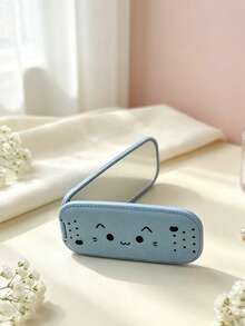 1PC Imitation Leather Grain Mirror Makeup Phone Holder, Adhesive Foldable Mirror Back Sticker, Dual Horizontal & Vertical Use Portable Desktop Stand - Cat Face - View 9