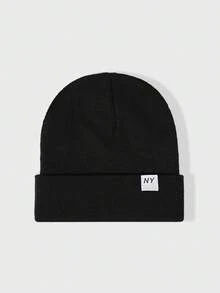 1件中性款 Y2K 風格刺繡 Logo NY 針織毛帽，戶外防寒休閒百搭冬季保暖帽，適合日常通勤 - 針織帽 - 查看 47