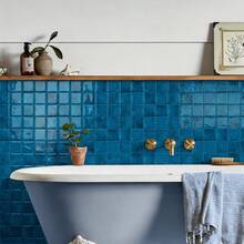 24PCS 3D Self-Adhesive Wall Tile Stickers, 15.25*15.25cm, Blue Square Pattern Decorative Design, Removable Wall Decals, Suitable For Kitchen Backsplash, Bedroom, Living Room Home Wall Renovation And Decoration Sticker Set - A24pcs - View 4