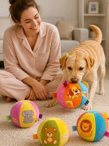 1/2pcs Pet Training Balls, Chew Toys With Built-In Bell, Squeaky Sound Balls, Dog Training Balls, Suitable For Small And Puppy Dogs, Indoor And Outdoor Use, Ideal For Large, Medium And Small Dogs, Perfect For Dog Play And Entertainment - Multicolor - View 3