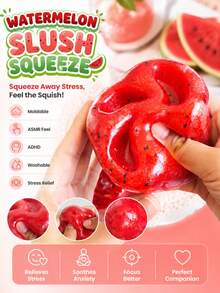 Watermelon Squeeze Toy, Crunchy Stress Relief Fidget Toy, ASMR & ADHD Sensory Toy, Suitable For Children, Teens And Adult Women, Party Gift, Christmas Gift, Halloween Gift, Office Decor & Accessory - Multicolor - View 2