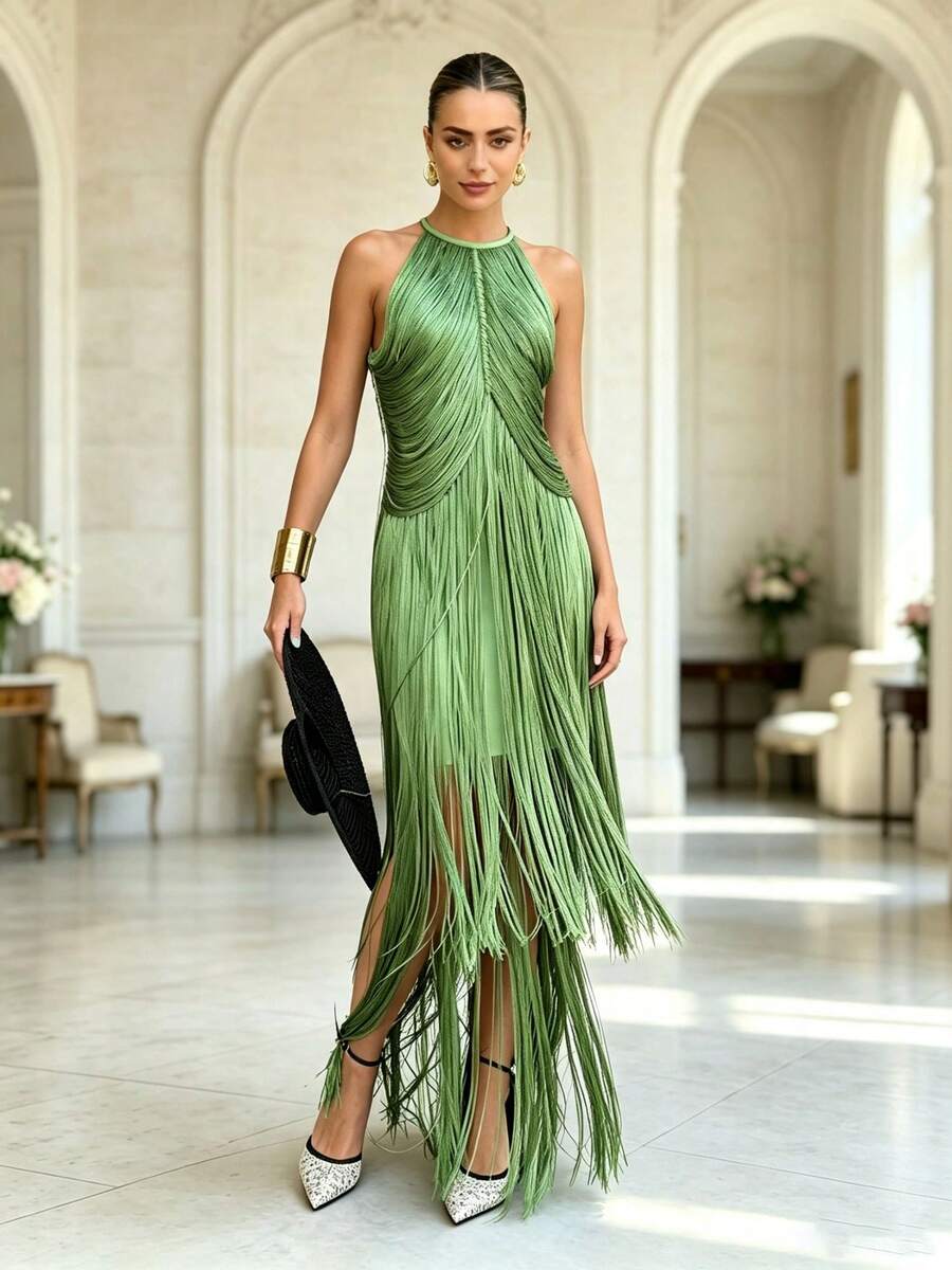 Women Long Dresses - Green - View 1