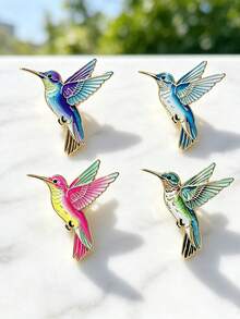 4pcs Bird Enamel Brooch, Gift, Briefcase Pin, Backpack Badge, Clothing Accessory, Cute Ornament - Multicolor - View 5