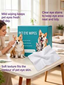Pet Eye Cleaning Wipes For Dogs And Cats, Gentle Skin-Friendly Cleansing Eye Care Daily Maintenance, Mild For Multiple Pets, Small Animal Universal[Randomly Sent New And Old Models] - Fresh Scent - View 2